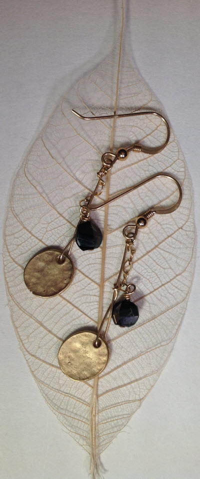 Spinel and Vermeil Earrings with Gold Fill on leaf