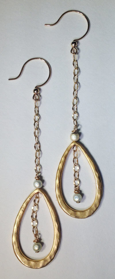 Vermeil and Pearl Gold Fill Earrings on white